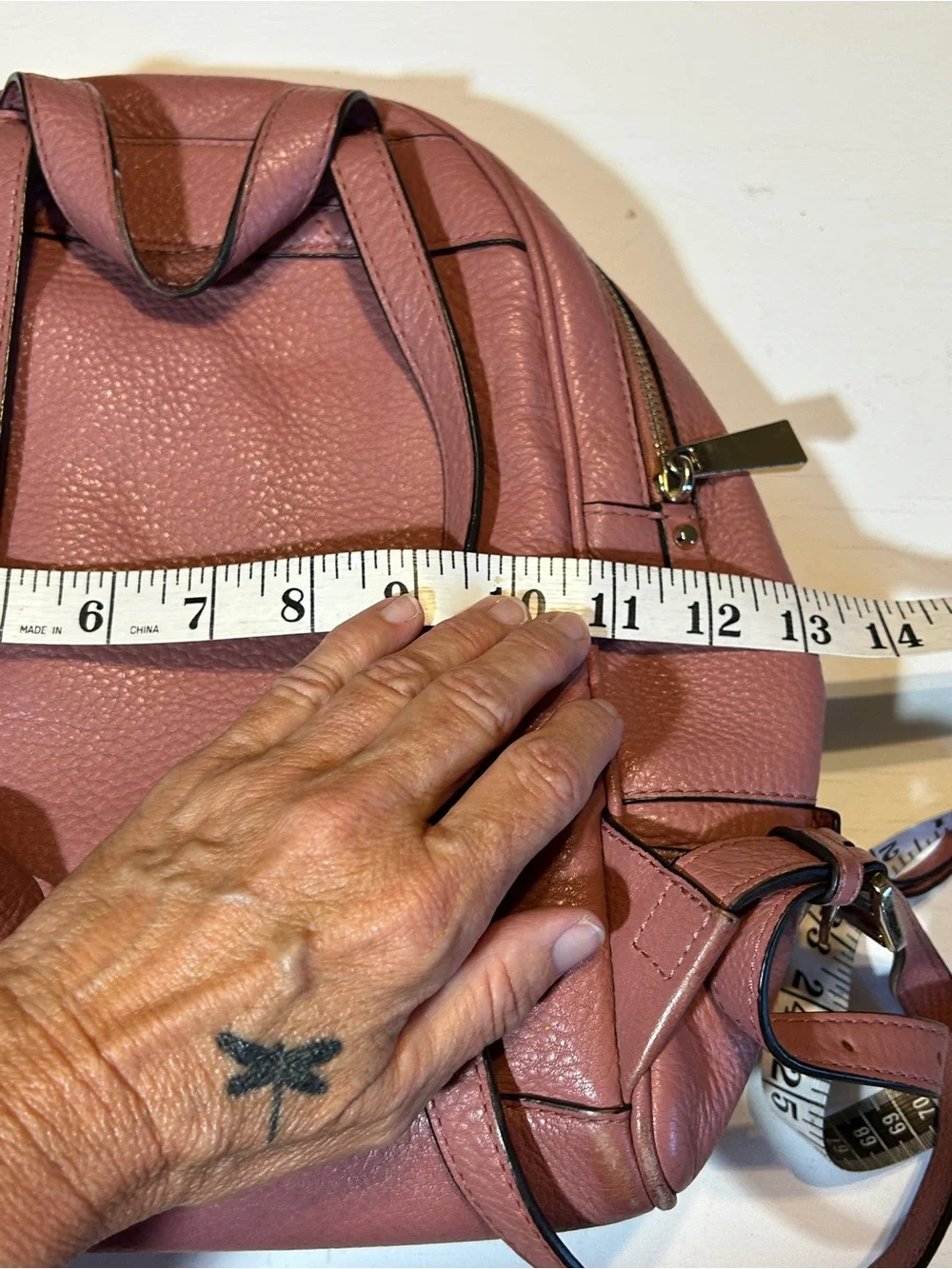 Michael Kors Rhea Medium Leather Backpack Dusty Rose Pink Pebbled Leather